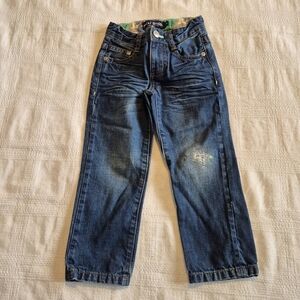 Mini Boden boys size 3 years jeans with knee repair adjustable waist Play cond.
